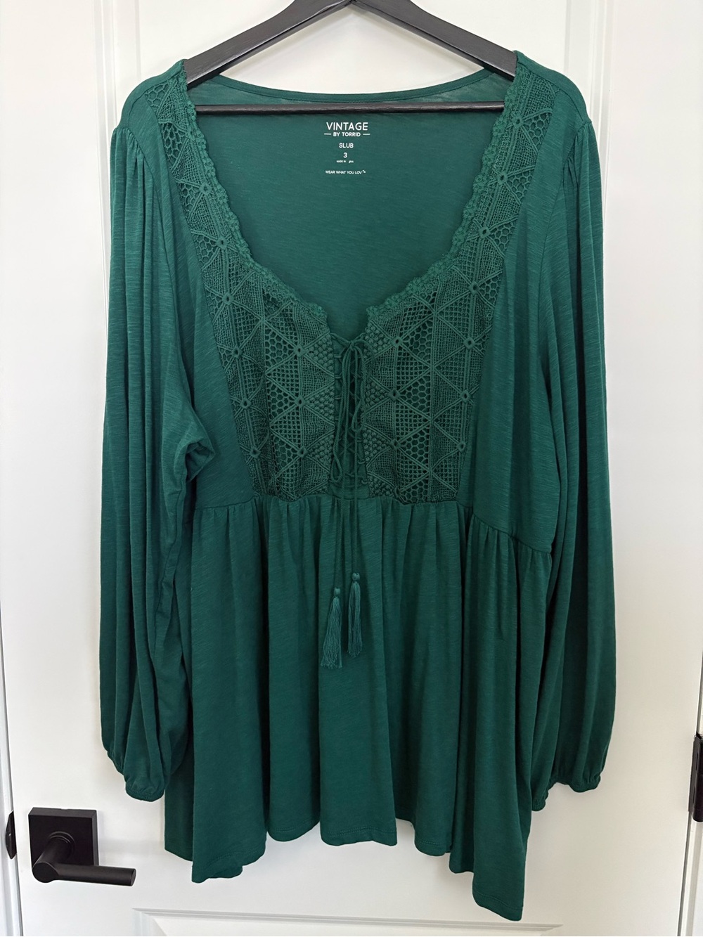 Torrid Emerald Green Lace-Front Babydoll Tunic 3X